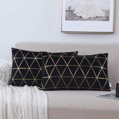 Throw Pillow Covers Cases Square Decorative Cushion Covers For Sofa Couch Bed Home Decoration 12 X 20 Black And Gold2 Pack Throw Pillow Covers Cases Square Decorative Cushion Covers For Sofa Couch Bed Home Decoration 12 X 20 Black And Gold2 Pack