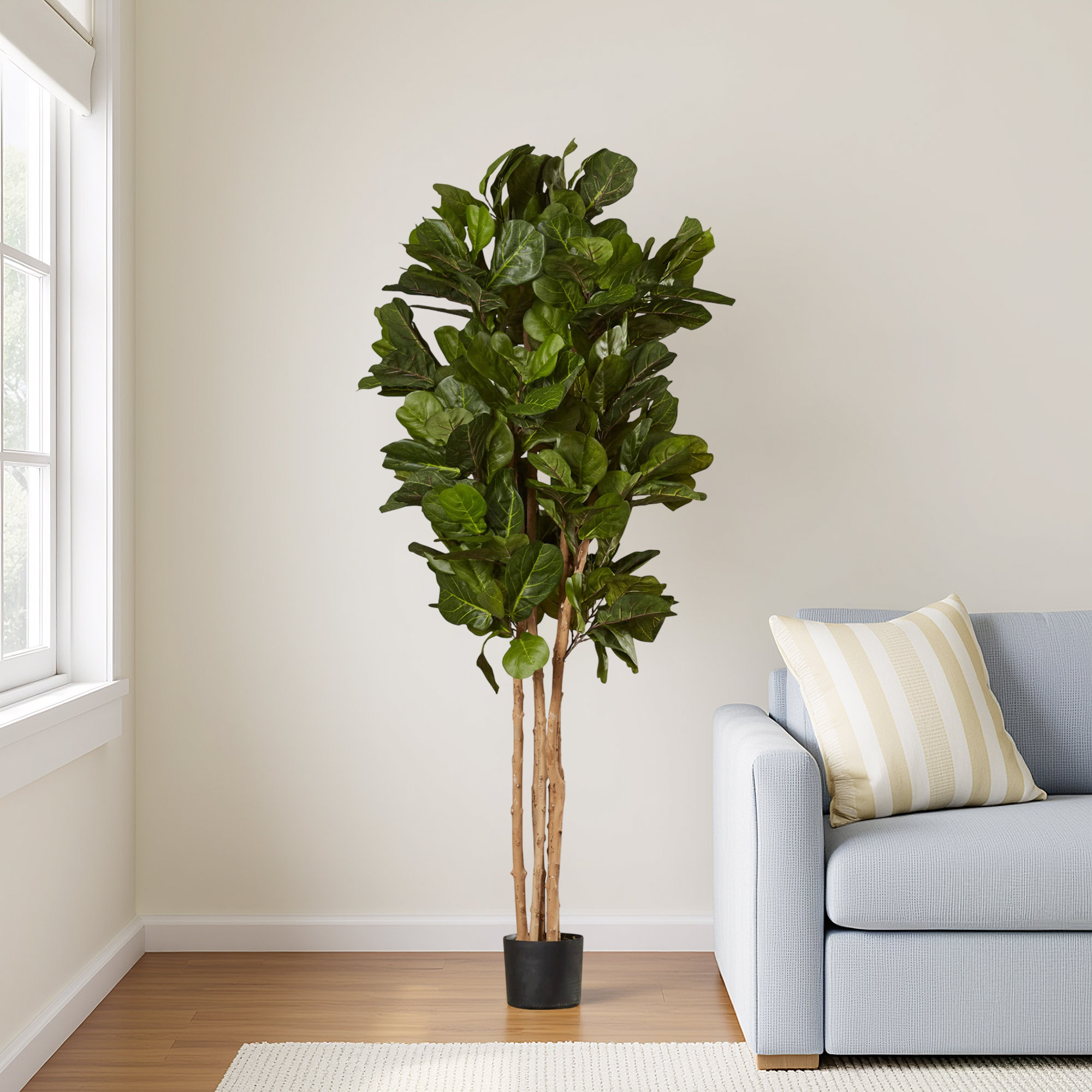 Nearly Natural Faux Fiddle Leaf Fig Tree in Pot, 72" H x 26" W x 26" D