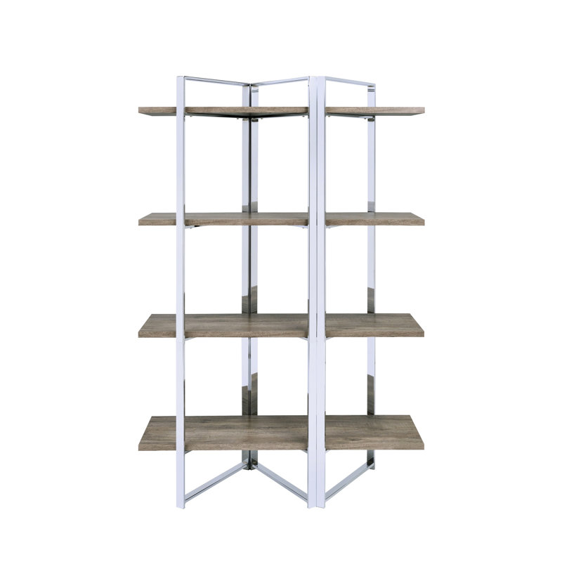 Bibliothèque autoportante en métal et bois avec finition 4 tablettes