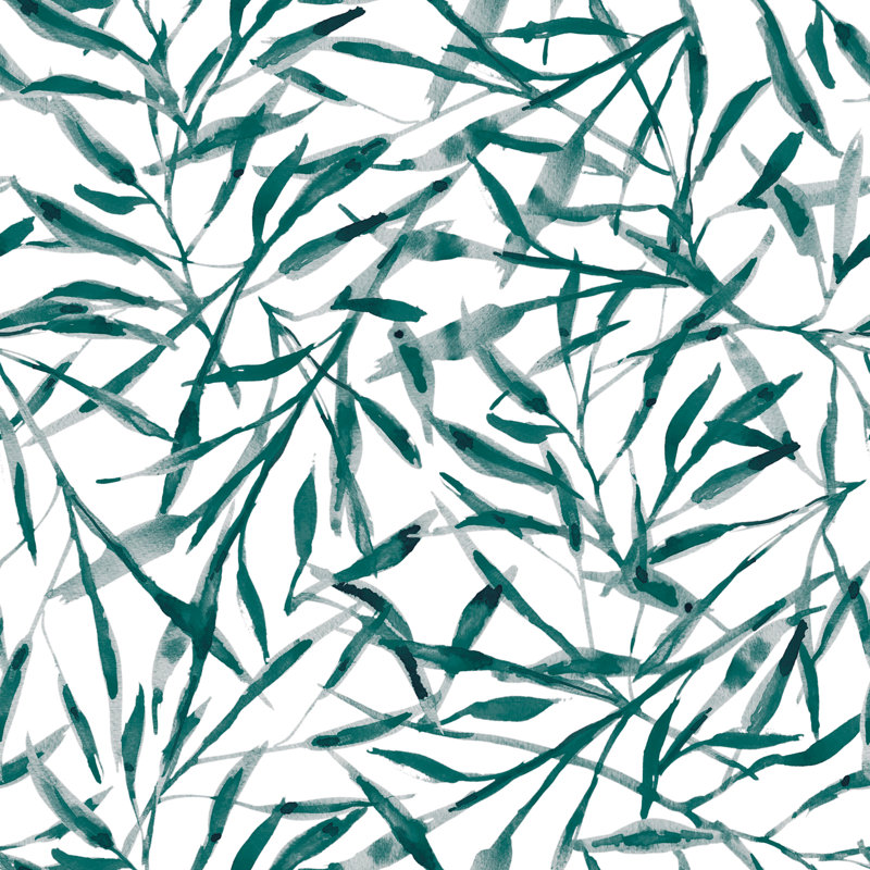 Papier peint aquarelle à peler et coller, Vert