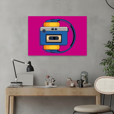 Casque à cassette rétro rétro, art mural rétro classique