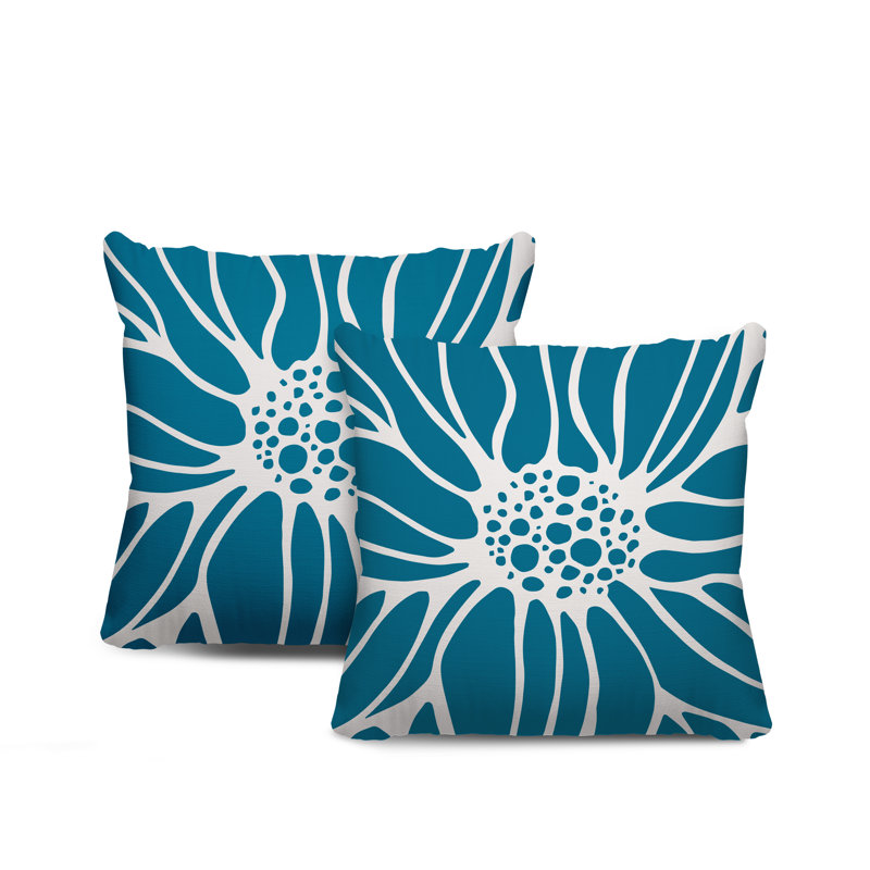 Housse et insert de coussin décoratif intérieur / extérieur en mélange de polyester, L 19 po x H 19 po, Turquoise