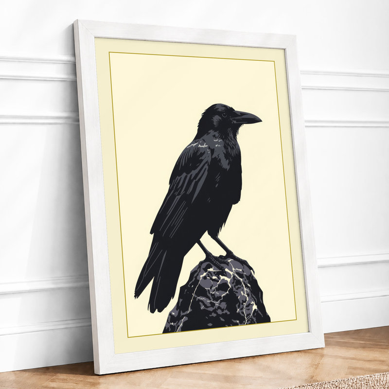 Raven On Stone Vintage - Print, A3 - 42.0 x 29.7 cm, White