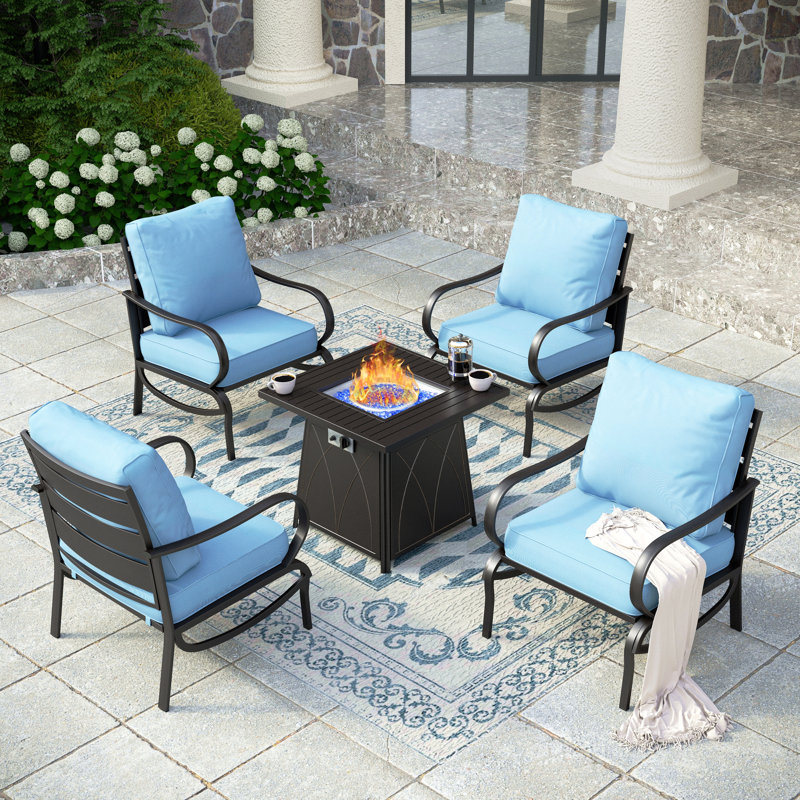 Ensemble de conversation Tapasi, Light Blue, Stationary Chair