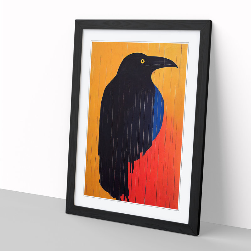 Raven Bird Graffiti Vol.1 - Single Picture Frame Print, 64cm H x 46cm W x 2cm D, Walnut