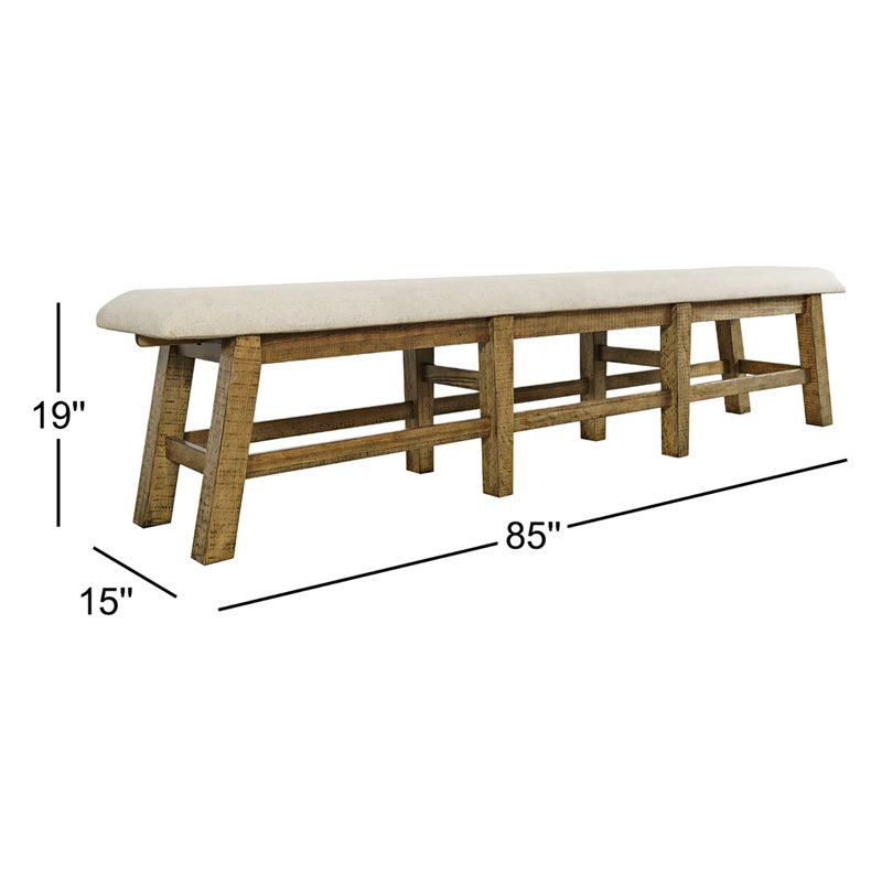 Banc de salle à manger rembourré Fahrettin, Brun, H 19 po x l 85 po x P 15 po