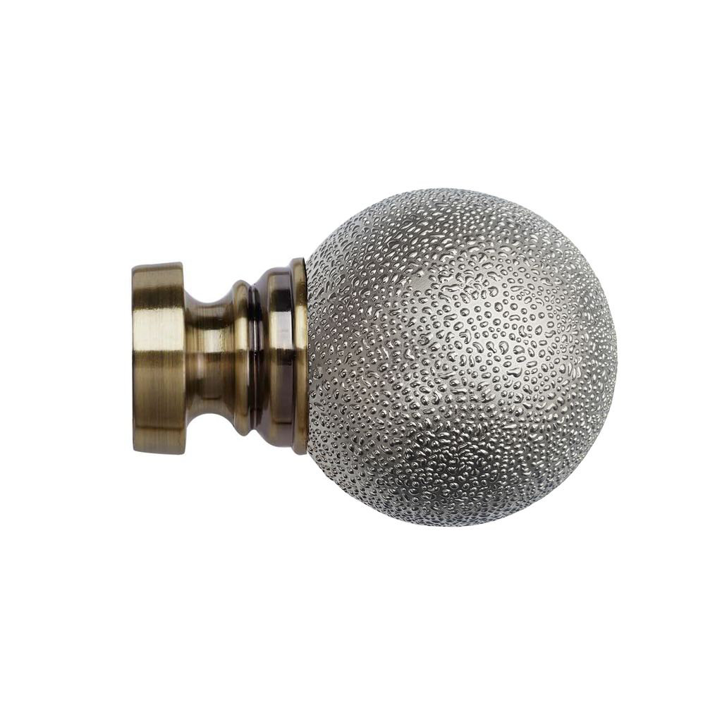 35Mm Textured Ball Finial Pk 2 Antique Brass