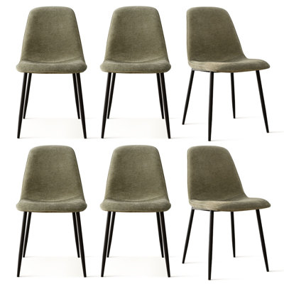 Set of 6 Chenille Upholstered 18" Seat Height Dining Side Chair