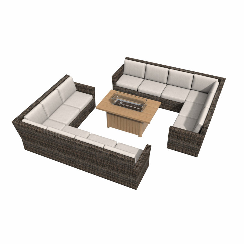 Wicker 12 - Person Patio Conversation Set with Cushions