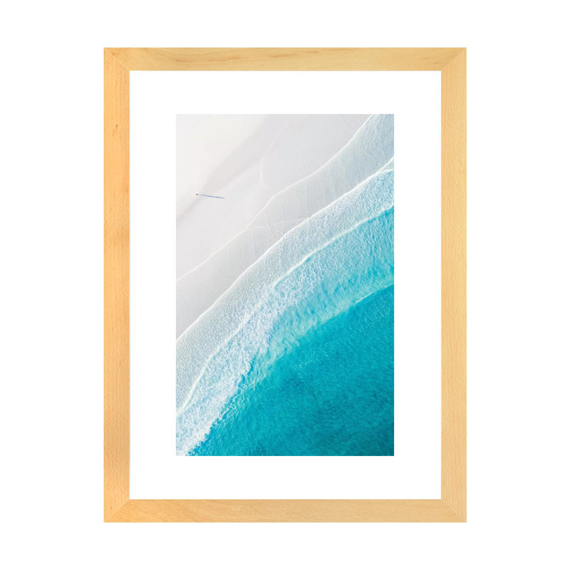 "Océan divisé I" par Jaxon Roberts-reproduction de photo, Blanc, H 32 po x l 24 po x P 1 po, Toile avec cadre en bois beige
