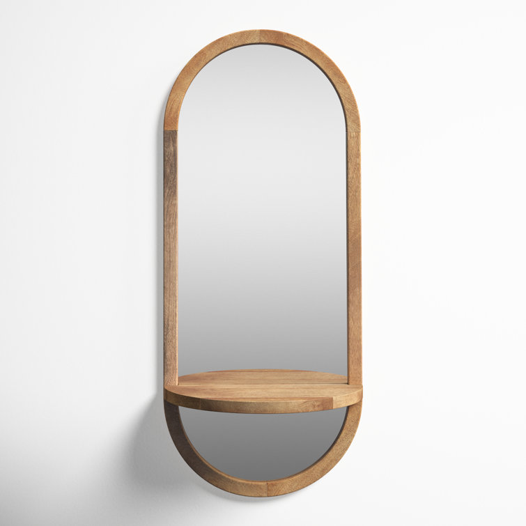Meliora Wood Framed Capsule Mirror with Shelf
