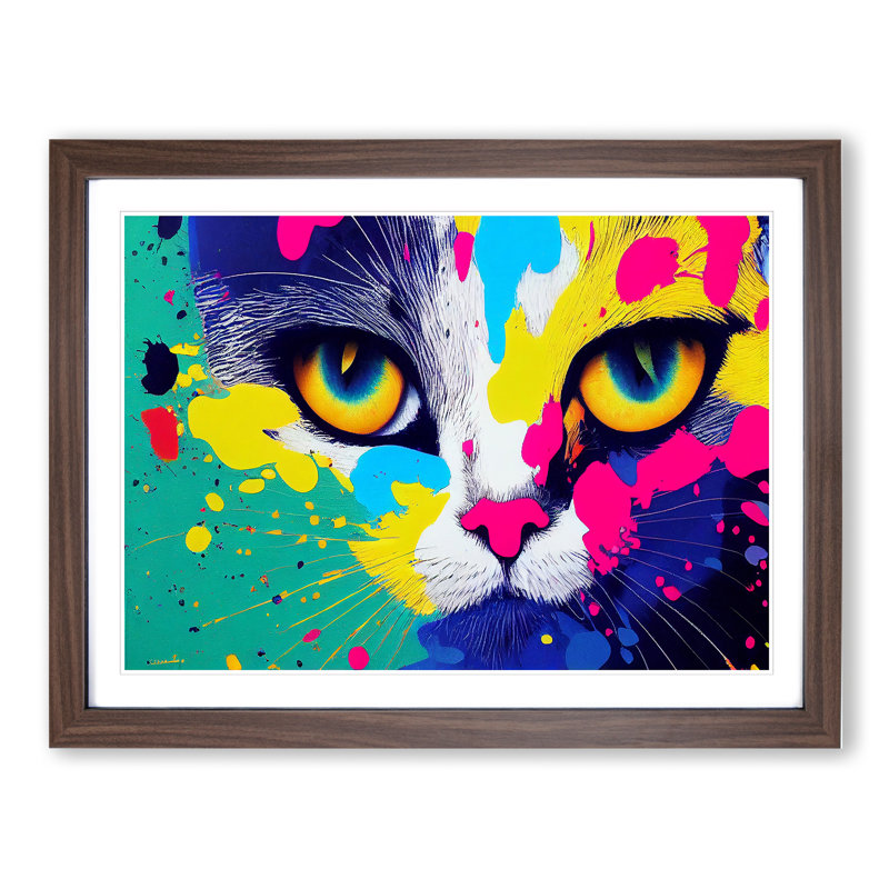 Cat Splashed Vol.3 Abstract - Framed Print, 25cm H x 34cm W x 2cm D, Walnut
