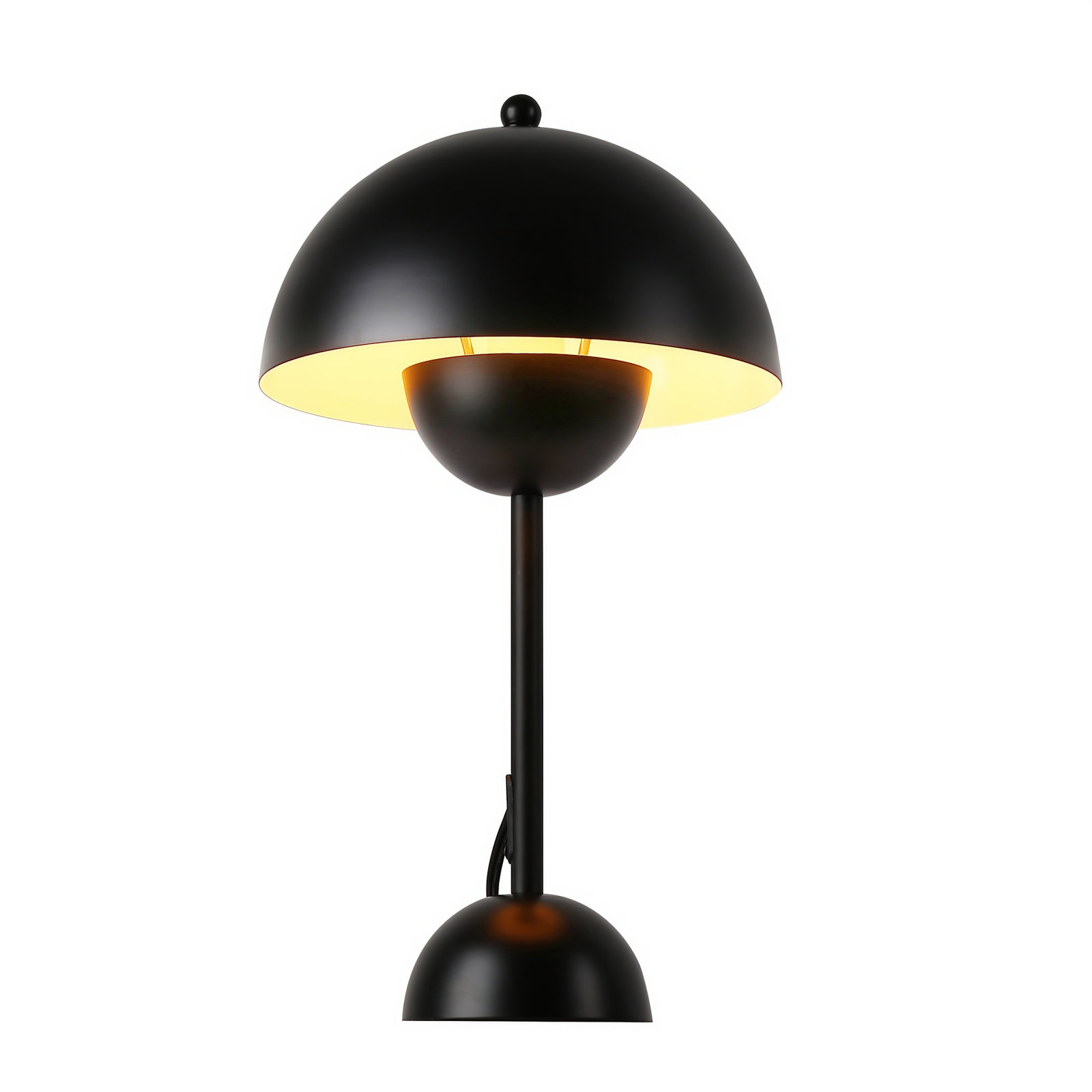 Modern Dome Table Lamp With Metal Shade – Small Decorative Desk Light For Bedroom, Living Room, Or Office, Black