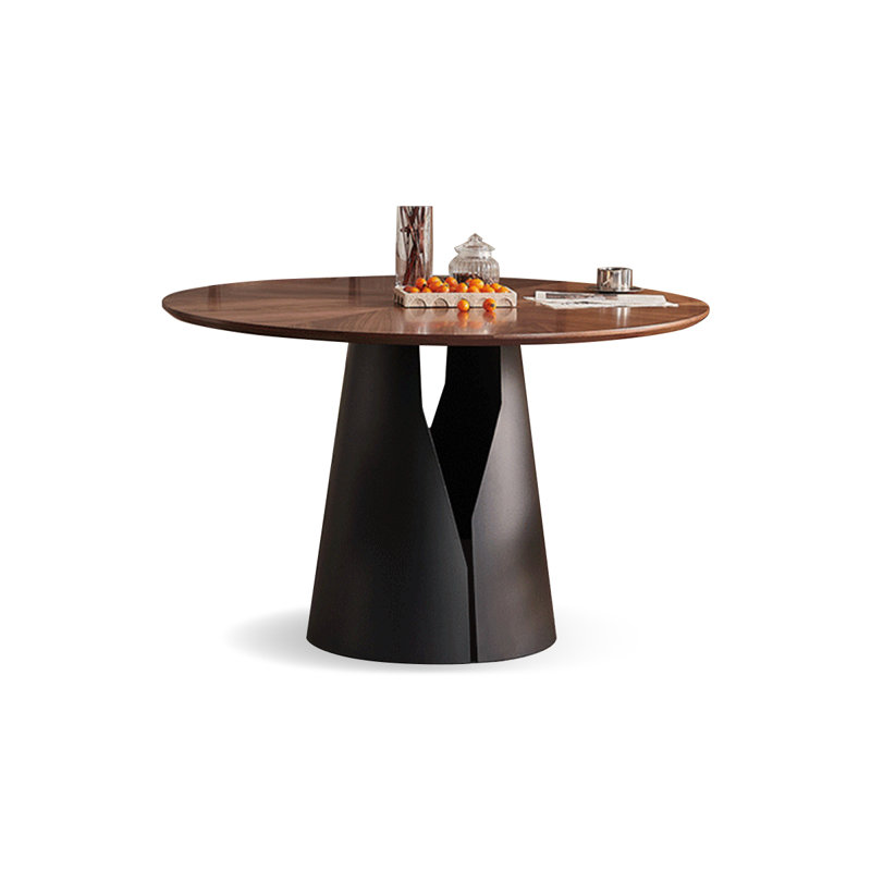 Table de salle à manger ronde en bois manufacturé de couleur châtaignier, H 29,53 po x L 39,37 po x l 39,37 po
