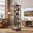 5-Tier Rotating Wood Corner Bookcase with 360-Degree Display, Rustic Brown Spinning Floor Shelf