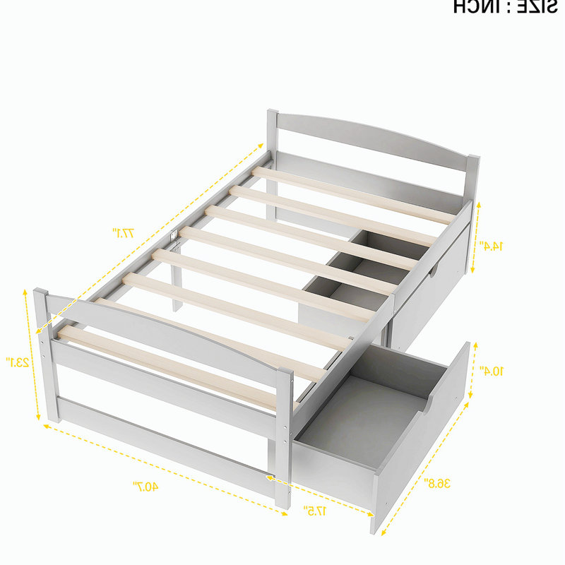 Lit de jour simple Eleanora, Light Grey with Drawers  