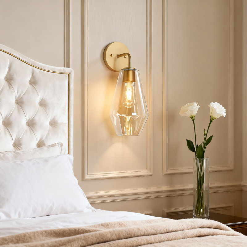 Modern 1-Light 16" Large Armed Wall Sconce Smoky Gray Spindle Glass Shade Vanity Light