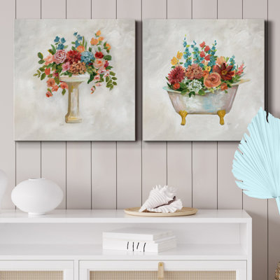 «Sink Bouquet», ensemble de 2 reproductions d'art sur toiles tendues