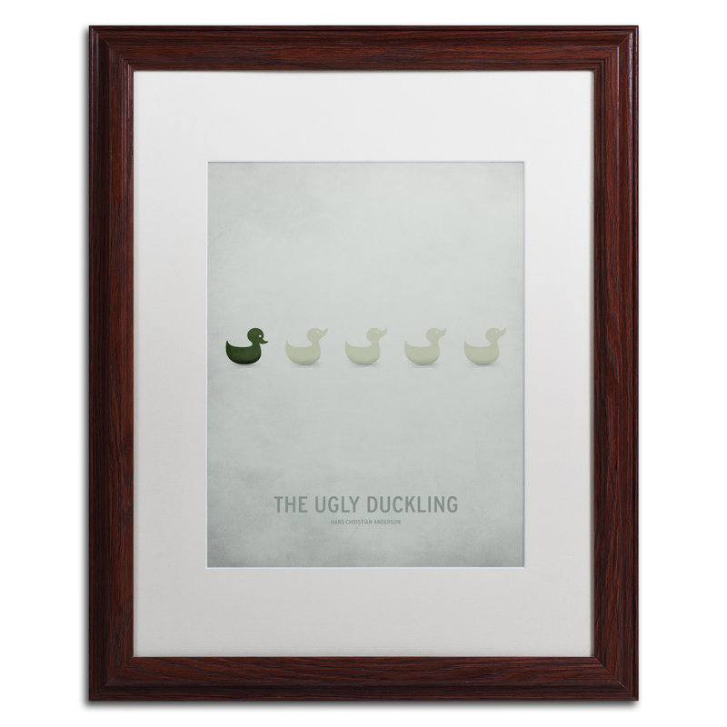 « stupide duckling », art encadré, Blanc, H 20 po x l 16 po x P 0,5 po, Encadrement brun