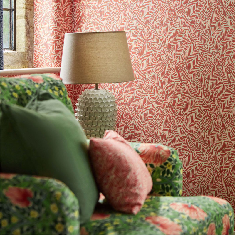 Bedford Park Yew & Aril Wallpaper, Watermelon