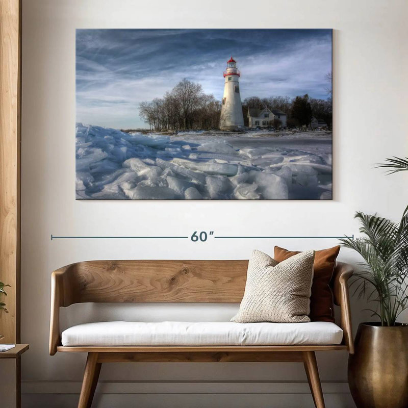 Winter at marblehead lighthouse Aletra, H 34 po x l 51 po