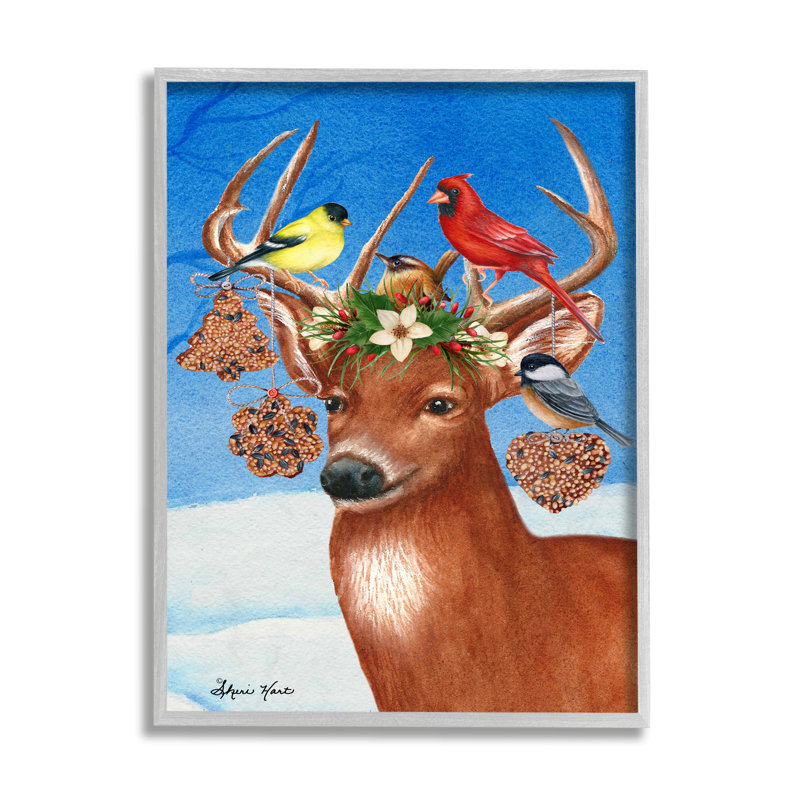 Ornements de rameaux d’hiver avec oiseaux par Sheri Hart-impression d’art graphique, H 20 po x l 16 po x P 1,5 po