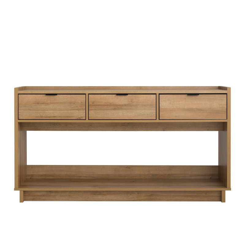  Chaunta 3 Drawer Entryway Console Table 15.75"D x 60.25"W x 32"H, Natural Oak