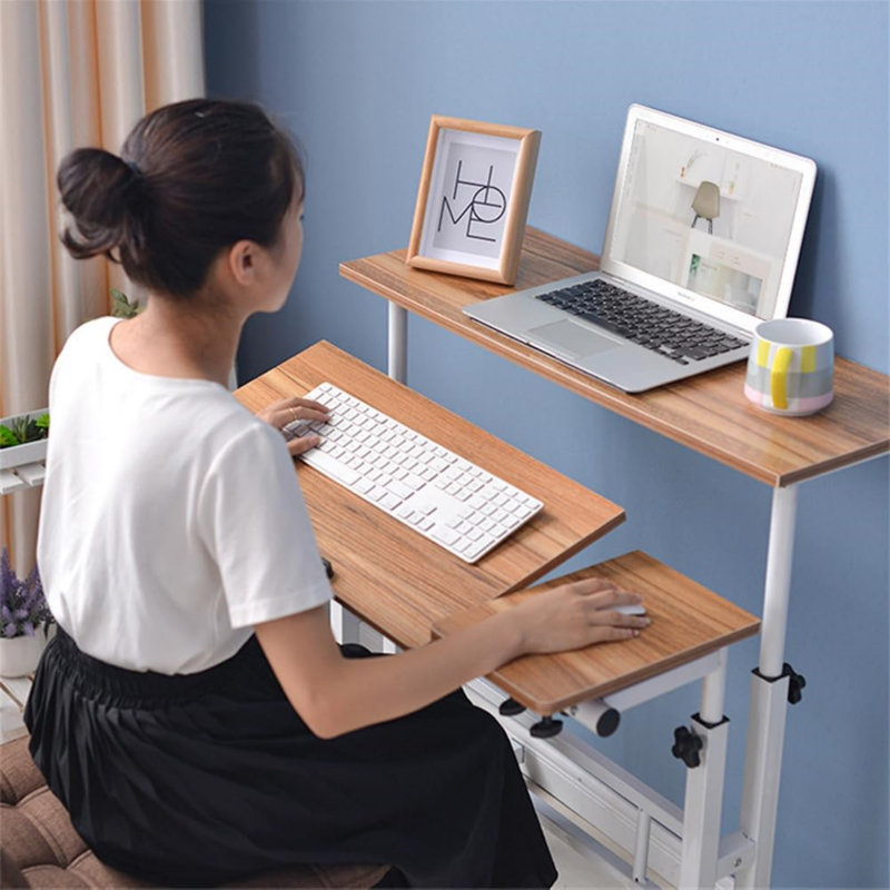 Small Standing Desk Adjustable Height, Mobile Stand up Desk with Wheels, Computer Workstations, Portable Standing Table for Treadmill Walking Pad, Rolling Desks for Home Office School