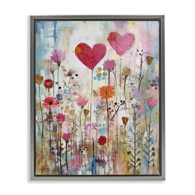 Art mural sur toile Heart & Garden Collage Floater par LSR Design Studio
