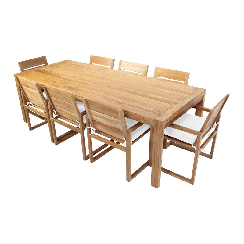 Uvita 8 - Person Solid Wood Solid Wood Top Four Leg Dining Set, Camel