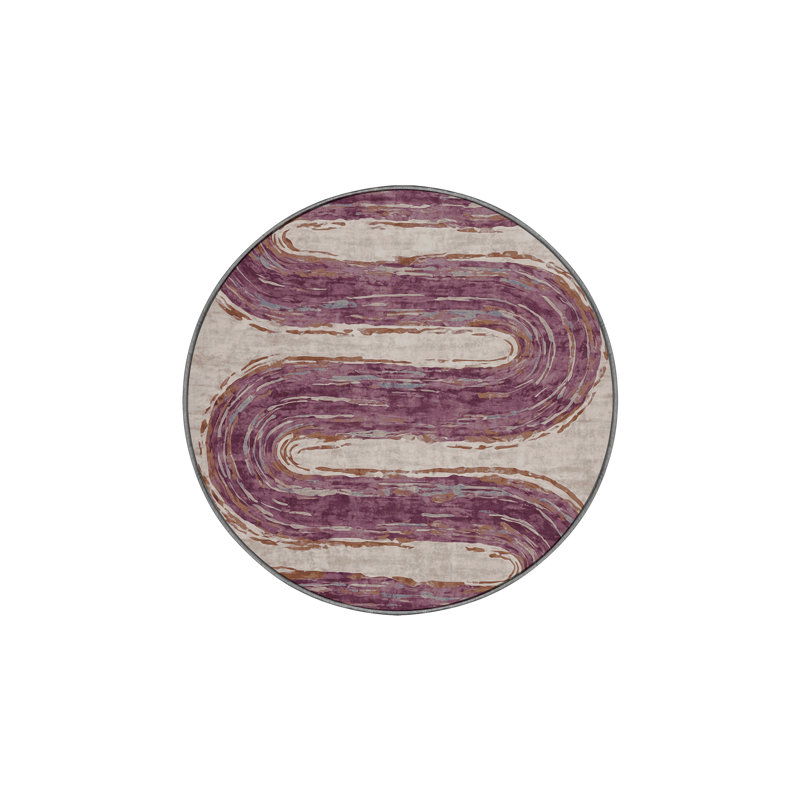 Tapis gris soyeux et moelleux, Rond 8 pi