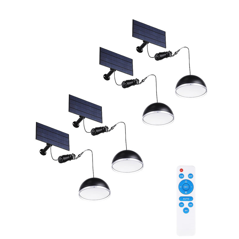 3Cct Solar Pendant Light, Dimmable, Dusk To Dawn, Remote Control, Ip65 Waterproof