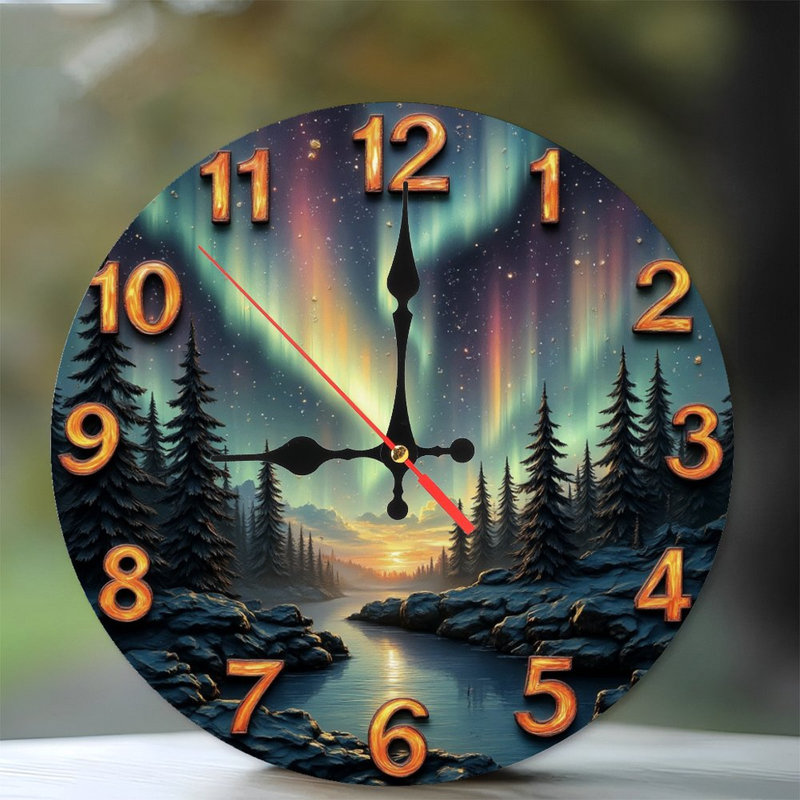 Horloge chiffres Northern Lights Forest