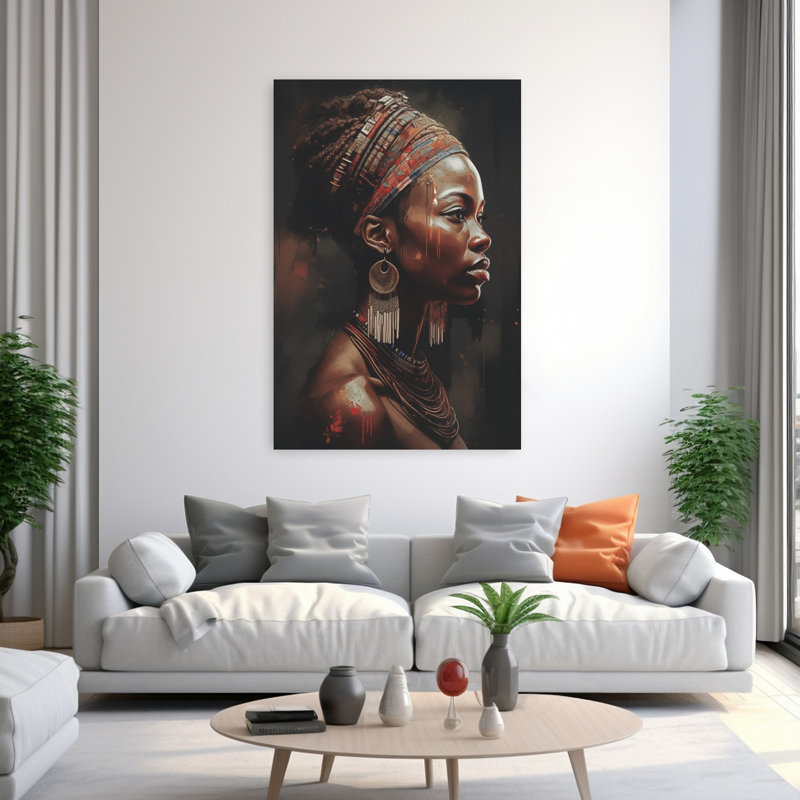 «Tribal Woman», art mural contemporain abstrait, H 60 po x l 40 po