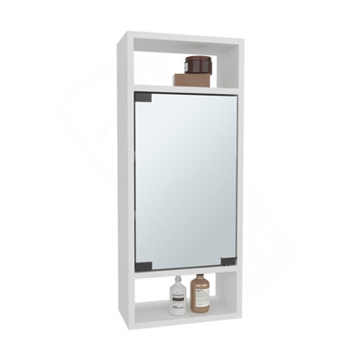 Medicine Cabinet, 1 Door, 5 Shelves, 1 Mirror, White
