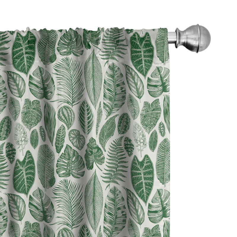 Botanical Semi-Sheer Rod Pocket Curtain Panels, 28" x 84"