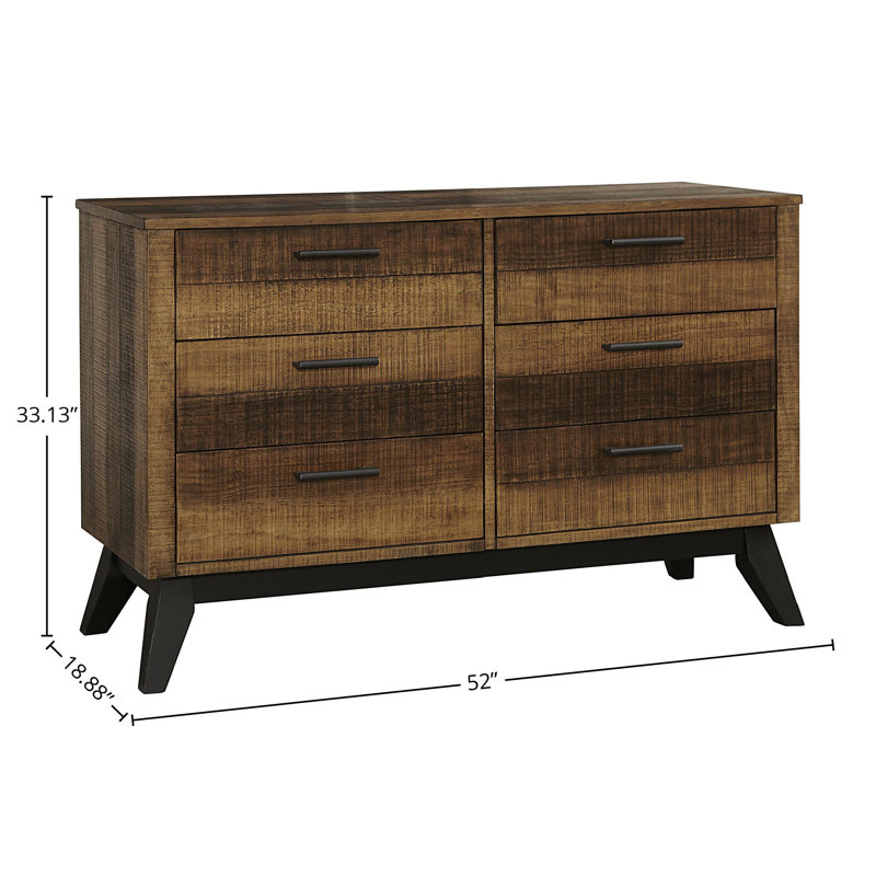 Commode 6 tiroirs Ditya, blé brossé