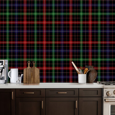 Peel and Stick Wallpaper Green Black Red Tartan Plaid Scottish from tartan plaid Contact Paper Removable Self Adhesive Wall Mural Wall Decor for Bedroom Kitchen Cabinets 17.7in x 118in