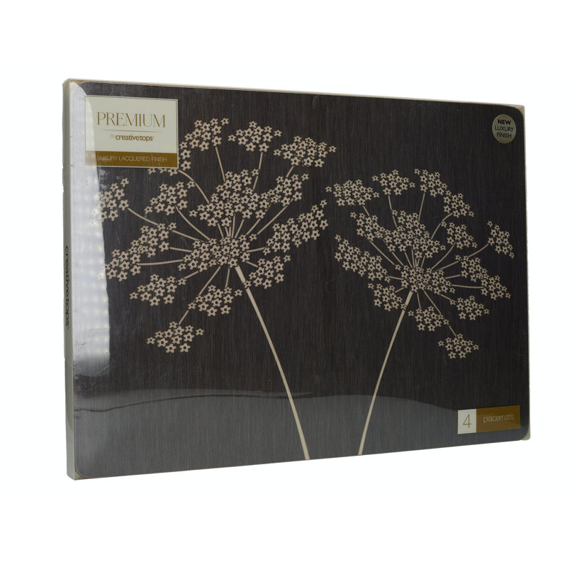 Silhouette  Lacquered With Cork Backing Abstract Rectangle Placemat