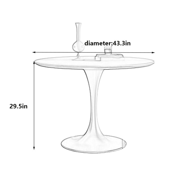 Table de salle à manger Rock, H 29,5 po x L 43,3 po x l 43,3 po