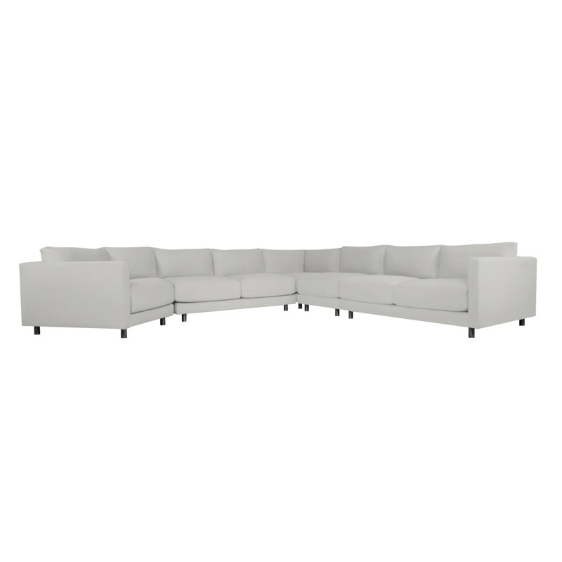 Avanni Patio Sectional with Sunbrella Cushions, Matte Black, Light Grey Vinyl 6503-010
