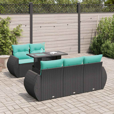  Ensemble de canapé de patio 6 pièces avec coussins en rotin polyacacia