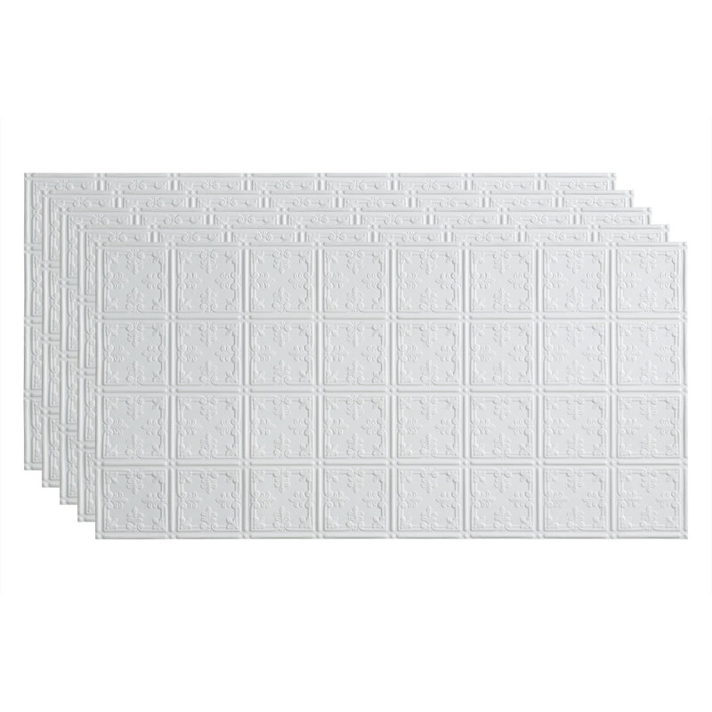 Panneau de plafond décoratif en vinyle 10 pi x 4 pi FASÄDE, Blanc brillant