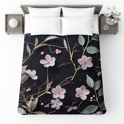 Couvre-lit matelassé à motif floral