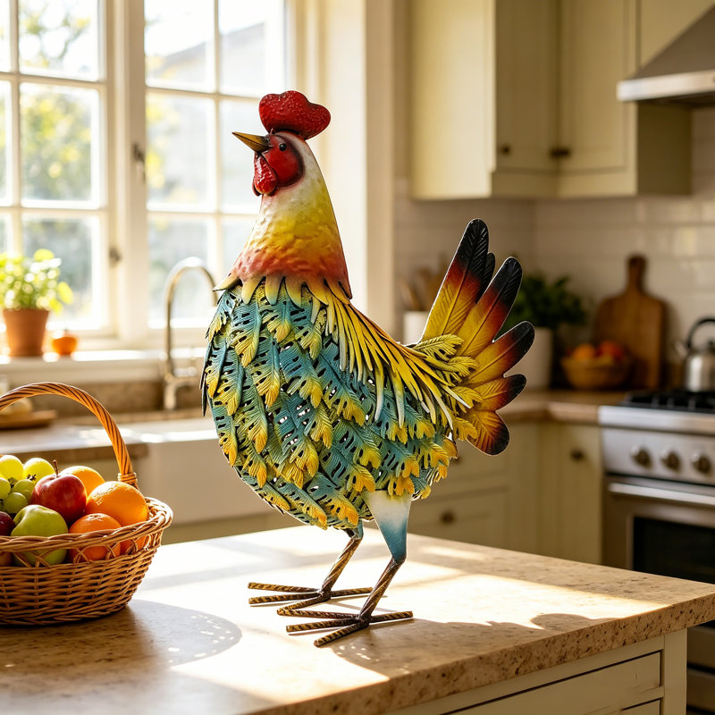 Charneshia Rooster Metal Garden Statue