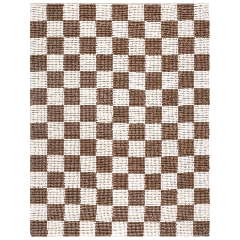Natura 288 Flatweave Wool/Cotton Checkered Rug in Brown/Ivory, Rectangle 8' x 10'