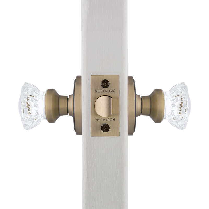 Rosette classique avec poignée de porte en cristal, Laiton antique, 2,375 po