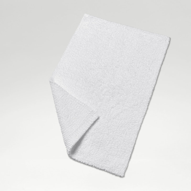 Reversible 100% Cotton Rectangle Bath Rug, Parchment