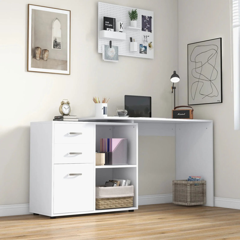 L-Shaped Computer Desk, White