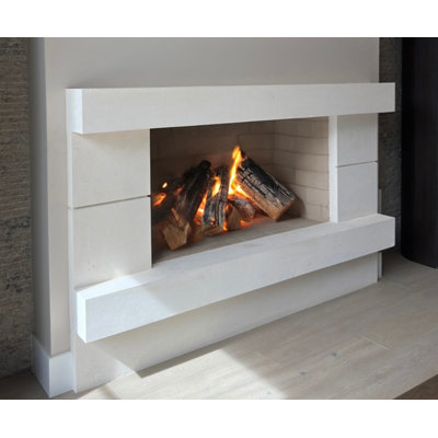 WFR-Petra – Custom Hand-Carved Natural Limestone or Cantera Stone Fireplace Mantel Surround | Monumental Modern Block Design